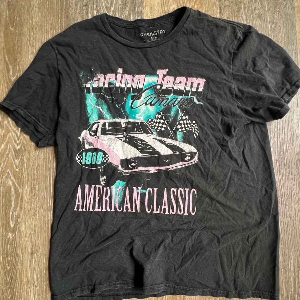 Chemistry T-Shirt Mens Large Black 1969 Camaro Racing Team American Classic GM